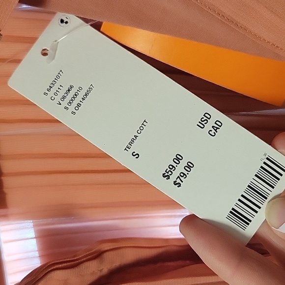 Urban Outfitters Rachel Plisse Tie Front Crop Top Coral Large NWT - Picture 7 of 10